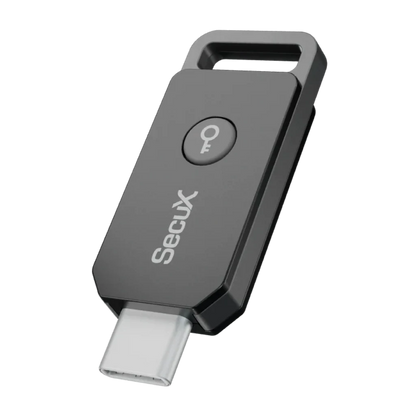 SecuX PUFido Clife Key angled view with USB-C connector