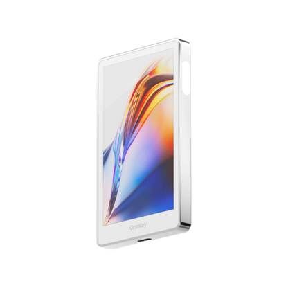 OneKey Pro hardware wallet in white, angled front view