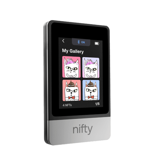 SecuX Nifty hardware wallet showing the NFT gallery